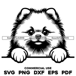 Peeking Pomeranian svg png dxf eps pdf | vector graphic cut file laser clip art | instant digital download commercial use