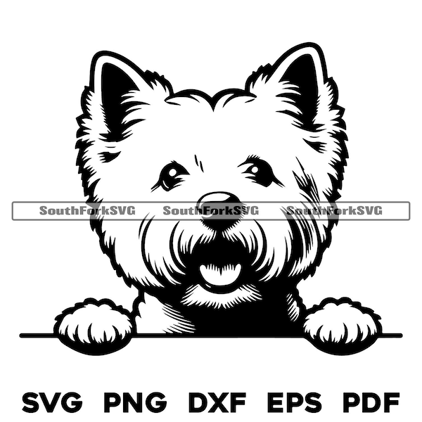 Peeking West Highland White Terrier Dog Head svg png dxf eps pdf | vector graphic cut file laser clip art | digital download commercial use