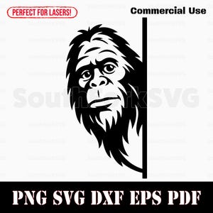 Peering Bigfoot svg png dxf eps pdf | vector graphic cut stencil laser clip art dye sub print file instant digital download commercial use