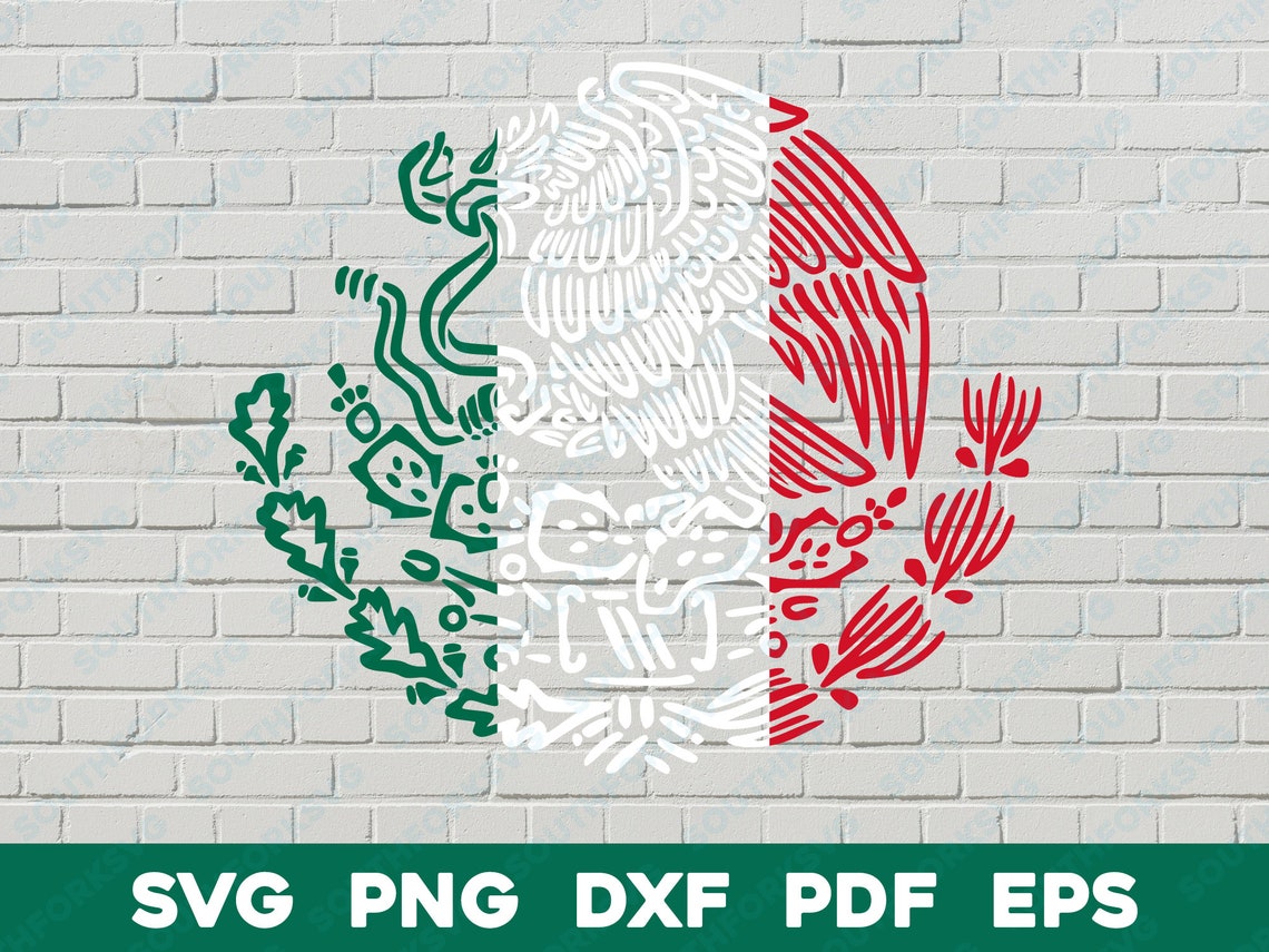 Mexico Coat of Arms Flag Colors Svg Png Dxf Eps Pdf Layered by - Etsy