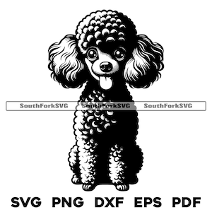 Spielzeug Pudel Hund sitzend Design | svg png dxf eps pdf | Vektorgrafik Datei Laser Clip Art schneiden | sofortiger digitaler Download kommerzielle Nutzung