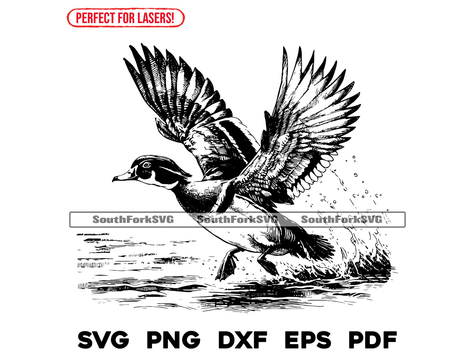 Wood Duck Laser Engrave Files Svg Png Dxf Eps Pdf Vector Graphic Design ...
