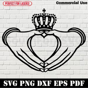 Irish Claddagh Symbol svg png dxf eps pdf | vector graphic design cut print dye sub laser engrave digital files commercial use