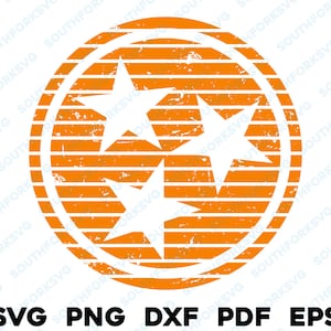 Verontruste oranje Tennessee Tri-Star svg png dxf eps pdf vector grafisch ontwerp digitaal bestand VS 50 staatsvlaggen VS Amerika Verenigde Staten