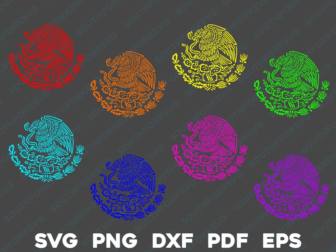 Mexico Coat of Arms Outline Color Bundle Svg Png Dxf Eps Pdf ...