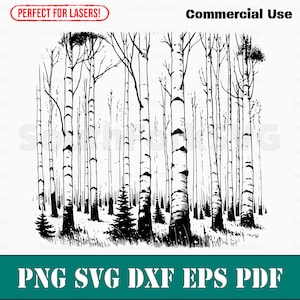 Aspen Tree Forest lasergraveren bestanden svg png dxf eps pdf vector grafisch ontwerp knippen print dye sub cnc digitale bestanden commercieel gebruik
