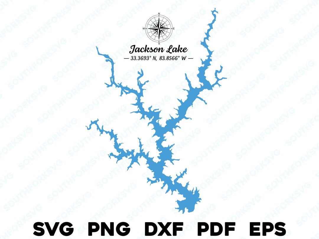 Jackson Lake Georgia Map Shape Silhouette
