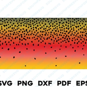 Wzór skóry pstrąga tęczowego svg png dxf eps pdf tęczowy strumień brązowy złoty pstrąg mucha wędkarstwo projekt wektor wędkarstwo polowanie na zewnątrz