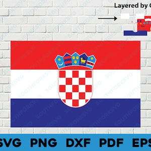Croacia Bandera Nacional del País svg png dxf eps pdf en capas por color vector diseño gráfico archivo digital Naciones Unidas viajes mundiales Europa