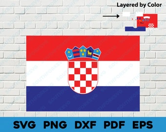 Croatia National Country Flag svg png dxf eps pdf layered by color vector graphic design digital file United Nations world travel Europe