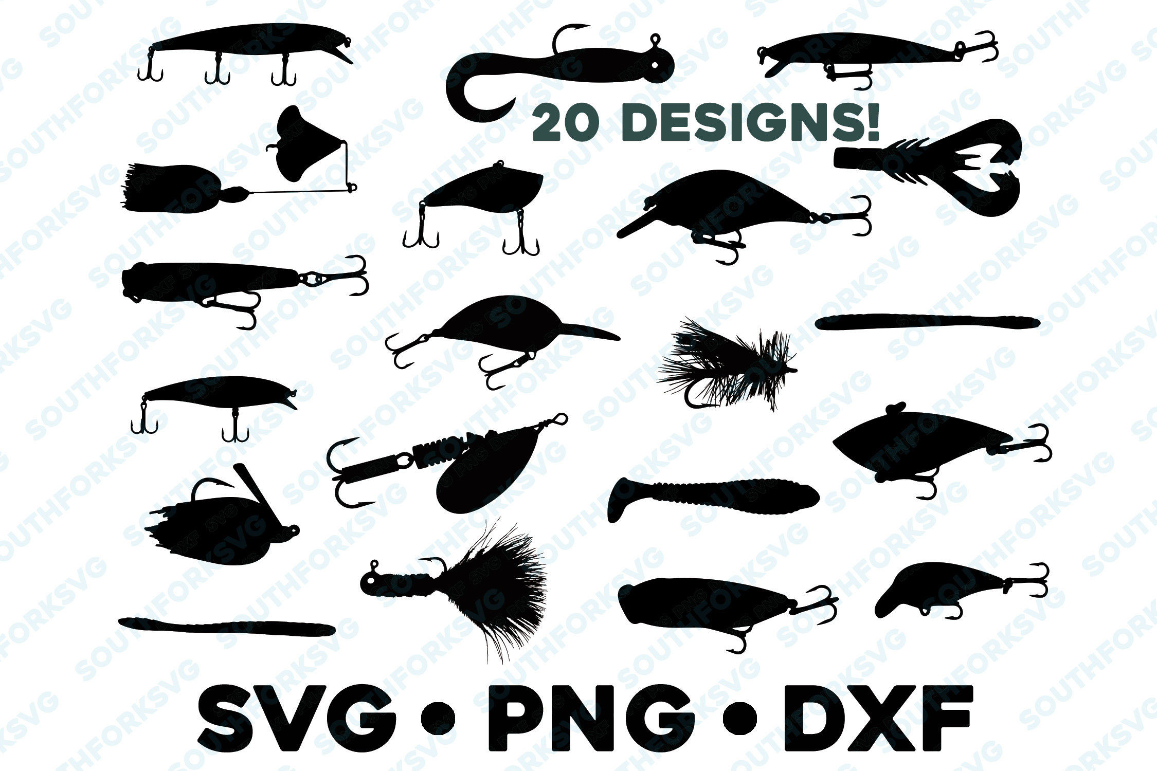 Fishing Lure Complete Bundle SVG PNG DXF Vector Transparent Cameo