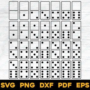 Volles Dominospiel Tile Set 1 Transparent mit Konturen | svg png dxf eps pdf | Vektor Grafik Design Schnitt Druck Dye Sub Laser gravieren cnc Dateien