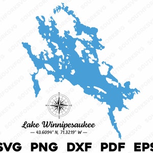 Lake Winnipesaukee New Hampshire Landkarte Form Silhouette svg png dxf pdf eps Vektorgrafik