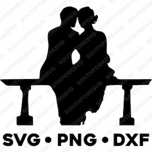 Couple Sitting Together Holding Hands SVG PNG DXF Cut File Silhouette Vector Graphic Clipart Romance Dating Wedding Love Mr. Mrs. Bride Date