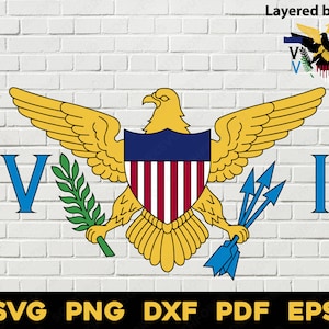 Islas Vírgenes Cresta Sin Bandera svg png dxf pdf eps vector diseño gráfico archivo digital EE.UU. 50 Banderas Estatales EE.UU. América Banderas de Estados Unidos