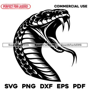Sissende cobra-slangenkop | svg png dxf eps pdf | vectorafbeelding snijbestand laserclipart | direct digitaal downloaden voor commercieel gebruik
