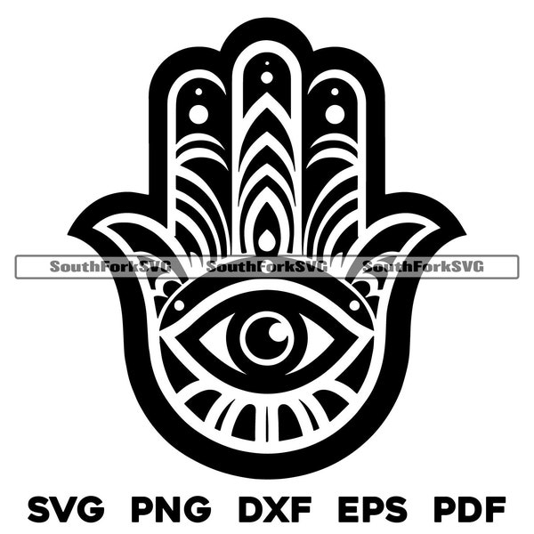 Hamsa Hand, Hand of Fatima Design | svg png dxf pdf eps | vector graphic design cut print dye sub laser engrave digital files commerial use