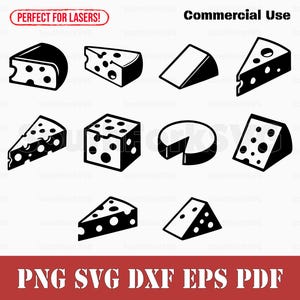 Simple Cheese SVG Bundle svg png dxf eps pdf | vector graphic cut print dye sub laser engrave clip art commercial use