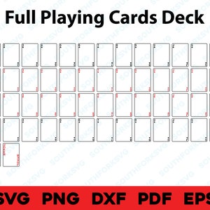 Volles Spielkarten Deck BLANK svg png dxf eps pdf Bundle Transparente Schnittdatei Gravieren Ace Pik Kreuz Herz Karo König Dame Jack Joker