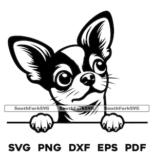 Chihuahua espiando svg png dxf eps pdf | arquivo de corte de gráfico vetorial laser clip art | download digital instantâneo uso comercial
