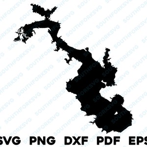 Lago Livingston Texas Mapa Forma Silueta svg png dxf pdf eps vector diseño gráfico corte grabado archivo láser imagen barco lago casa