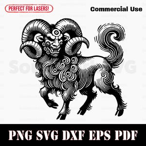 Ariete Ram Mostro giapponese Segno zodiacale Simbolo svg png dxf pdf eps / grafica vettoriale design taglio stampa dye sub laser file uso commerciale