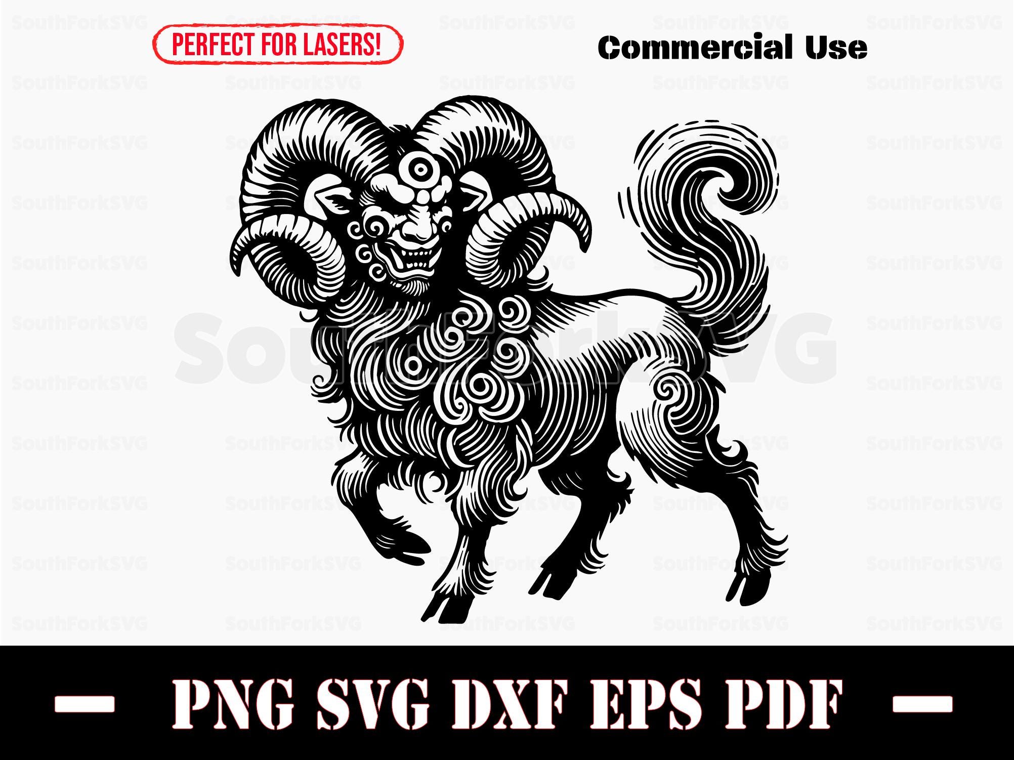 Aries Ram Japanese Monster Zodiac Sign Symbol svg png dxf pdf eps | vector graphic design cut print dye sub laser file commercial use