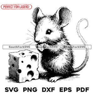 Baby Maus mit Käse Laser Gravur Files svg png dxf eps pdf | Grafik geschnitten Druck Dye Sub Laser Cnc Dateien Kommerzielle Nutzung