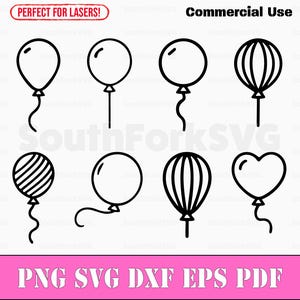 Ensemble de ballons simples svg png dxf eps pdf | Illustration vectorielle découpée, impression, teinture, gravure laser, clip art, utilisation commerciale