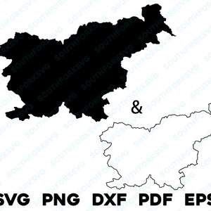 Slovenië land silhouet & omtrek vormen svg png dxf pdf eps vector grafisch ontwerp knippen graveren laserbestand afbeelding kaart
