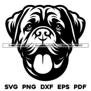 Bordeauxdog hondenkop | svg png dxf eps pdf | vectorafbeelding snijbestand laserclipart | direct digitaal downloaden voor commercieel gebruik