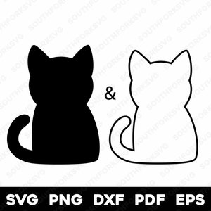 Silueta y contorno de gato simple / svg png dxf eps pdf / gráfico vectorial corte impresión sublimación láser grabado archivo digital uso comercial