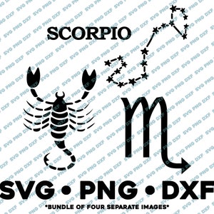 Scorpio Zodiac Bundle SVG PNG DXF Cut File for  Silhouette Cameo Star Sign Horoscope Constellation Tarot  Astrology Birthday Scorpion