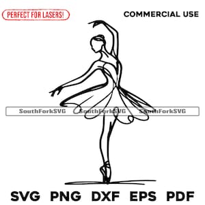 Ballerina danseres Simple Line Art svg png dxf eps pdf | lasergraveren gesneden afdrukbestanden vector grafische illustraties instant download commercieel gebruik