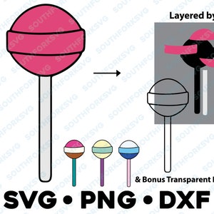 Sucette Candy Sucker Sugar Layered SVG PNG DXF silhouette vecteur graphique doux, gâterie, collation, nourriture, chéri, fin gourmet, boule de gomme, emballage