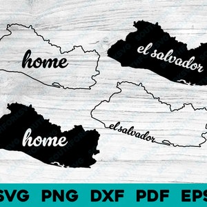 Pakiet skryptów zarysu kraju Salwadoru + sylwetka | svg png dxf eps pdf | projekt grafiki wektorowej cięcie drukowanie barwnik sublimacyjny laser cnc cyfrowy