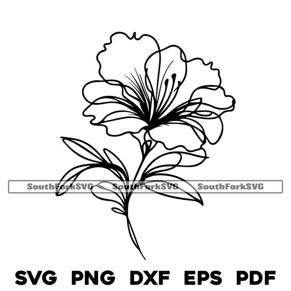Azalea Flower Line Art Design | svg png dxf eps pdf | vector graphic cut file laser clip art | instant digital download commercial use