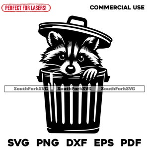 Raccoon in Trashcan svg png dxf eps pdf | vector graphics design cut print dye sub laser engrave digital files commercial use