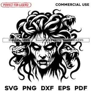 Medusa Gorgon svg png dxf eps pdf | design gráfico vetorial transparente corte impressão sublimação de tinta gravação a laser arquivos uso comercial