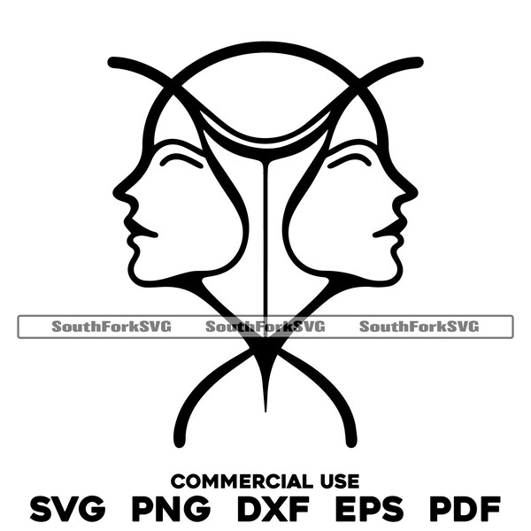 Gemini Twins Line Art svg png dxf pdf eps | vector graphic design cut print dye sub laser engrave digital files commerial use