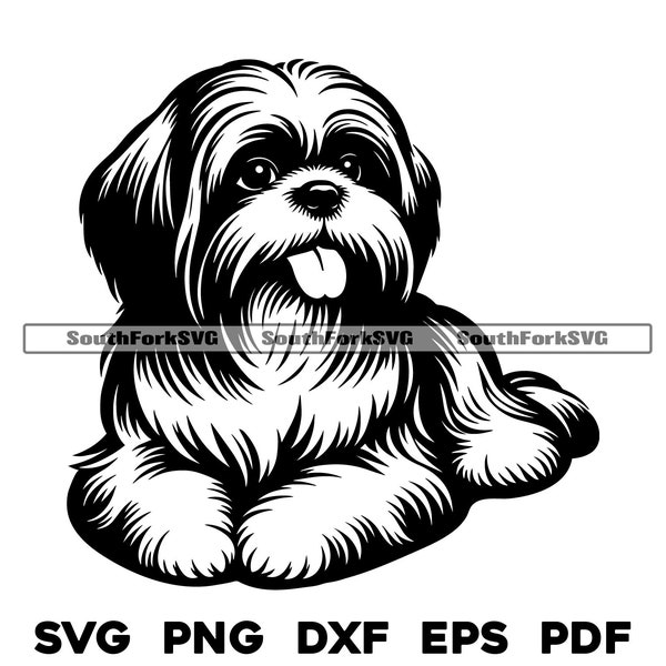 Shih Tzu Dog Laying Design | svg png dxf eps pdf | vector graphic cut file laser clip art | instant digital download commercial use