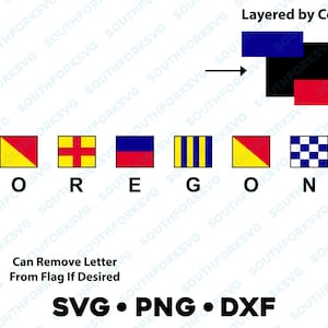 Drapeaux de signaux nautiques maritimes de l'Oregon SVG PNG DXF fichiers numériques armée marine voile bateau yacht code promenade côtière Ocean Beach