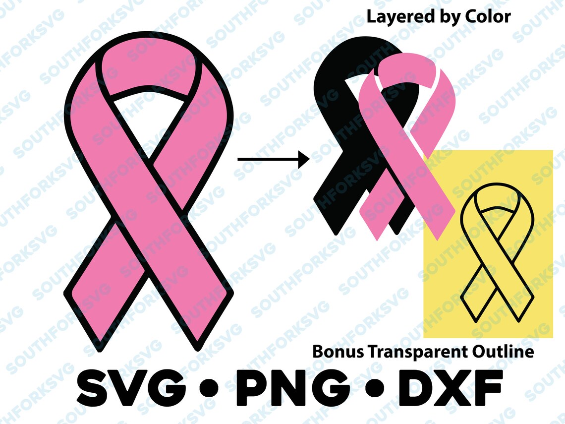 Breast Cancer Ribbon SVG PNG DXF Layered by Color Cut File for | Etsy