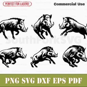 Einfaches Wildschwein Bundle svg png dxf eps pdf | Vektorgrafik Datei Laser Clip Art schneiden | sofortiger digitaler Download kommerzielle Nutzung