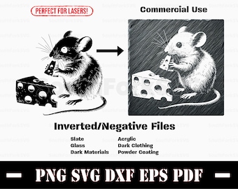 Inverted Baby Mouse with Cheese Design svg png dxf eps pdf vector graphic cut print laser engrave etch instant download commercial use