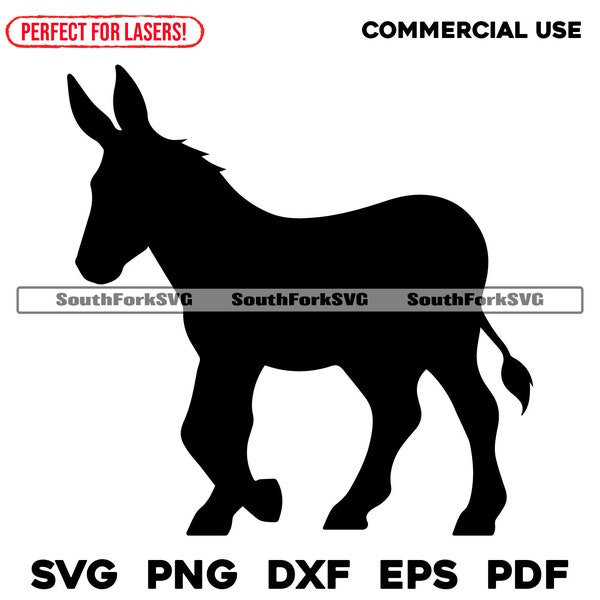 Donkey Silhouette svg png dxf eps pdf | vector graphic design cut print dye sub laser files commercial use