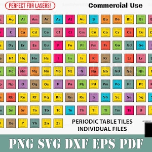 Tabla periódica de elementos, fichas de ortografía individuales, svg, png, dxf, eps, pdf, diseño gráfico, clip art, archivos de corte, descarga instantánea, uso comercial