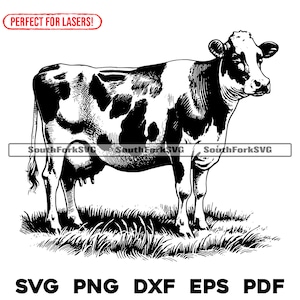 乳牛のシーンのレーザー彫刻ファイル svg png dxf eps pdf | ベクターグラフィックデザイン カットプリント ダイサブ CNC デジタルファイル 商用利用