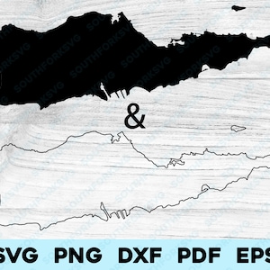 Saint Croix Ilhas Virgens Americanas Silhueta e Contorno Formas svg png dxf pdf eps vetor design gráfico cortar gravar laser arquivo imagem mapa