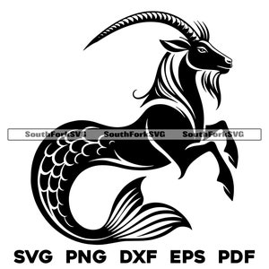 Steenbok sterrenbeeld zee-geit ontwerp svg png dxf pdf eps vector grafisch ontwerp knippen print kleurstof sub laser graveren digitaal bestand commercieel gebruik